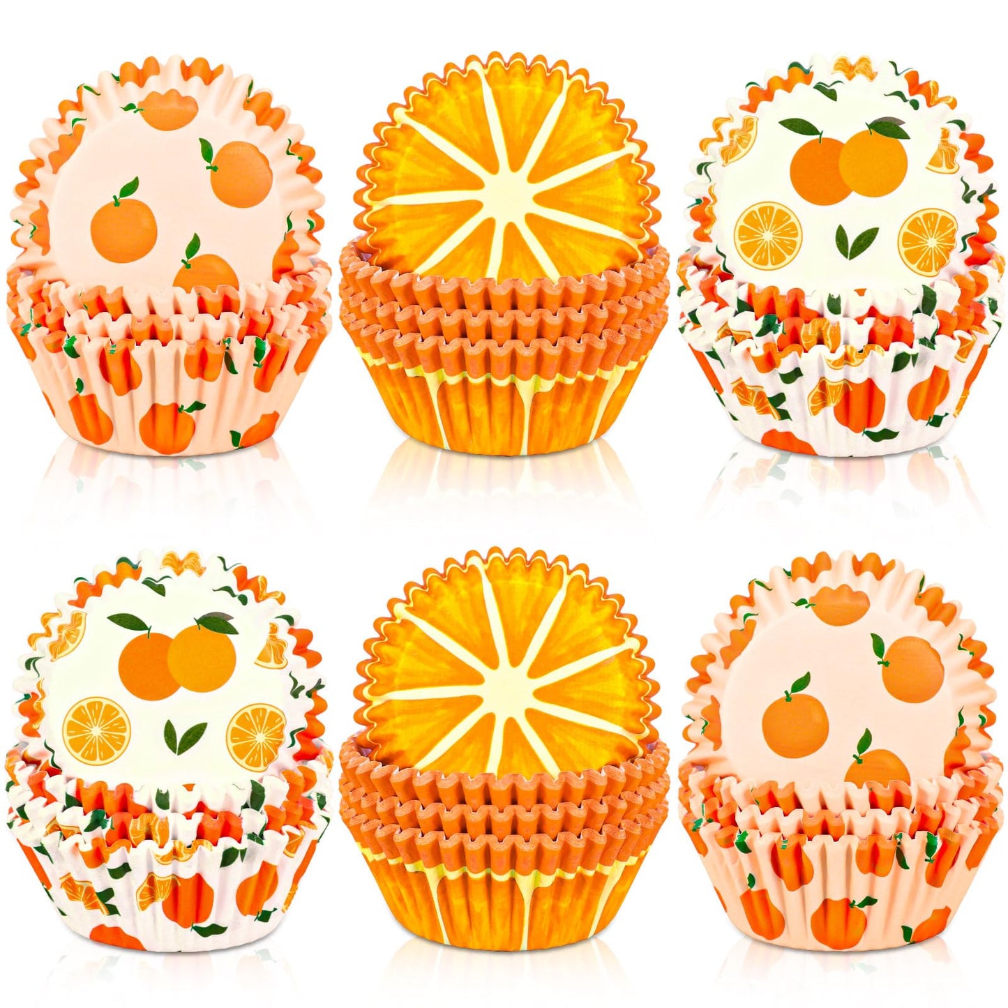 Whaline 300Pcs Orange Fruit Cupcake Liners Paper Baking Cups Summer Fruit Standard Muffin Cupcake Wrappers for Baby Shower Birthday Party Supplies