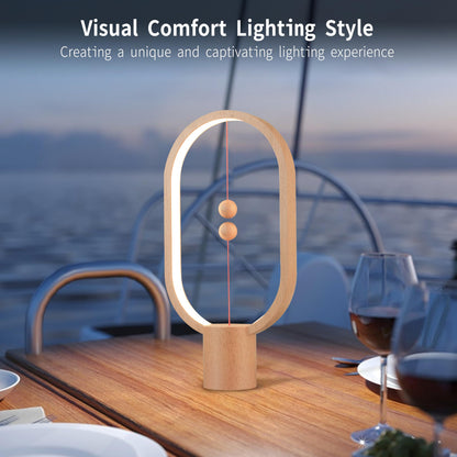 BABLOOM Heng Balance Light, USB Powered LED Table lamp, Creative, Magnetic Switch Night Light, dimmable Eye Protection Table lamp, Used for Gifts, Decoration Bedside, Dormitory and Office(Wood Grain)