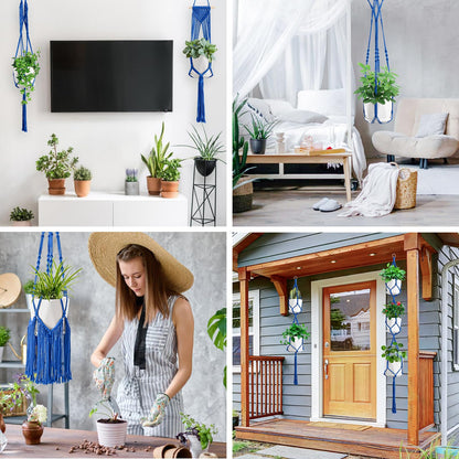 SFENNGPET Macrame Plant Hangers, 6Pack Hanging Planters for Indoor Plants w/ 6 Set Hangers Kit Handmade Macromay Plant Hangers Indoor Flower Pots Holder Stand for Boho Home Décor (POTS NOT Included)