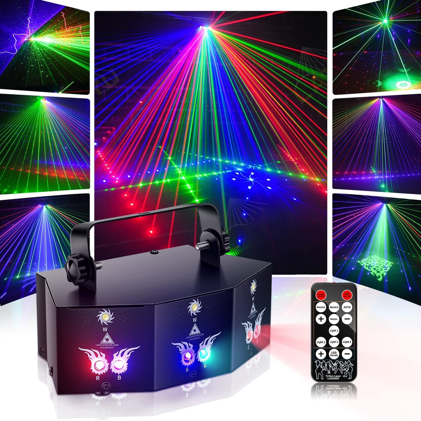 U`King Party Lights DJ Disco Light,9 Lens Stage Lighting Support DMX512 and Sound Activated with Remote Control Laser Lights for Parties Birthday Wedding Karaoke Bar KTV Club Stage Live Show