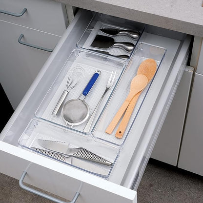 Oggi Clear Drawer Organizer, 3" X 9" | Pack of 2 | For Kitchen | For Office | For Bathroom