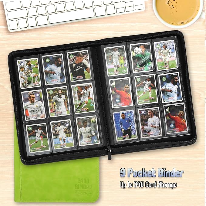 Trading Card Binder, Premium 9 Pocket Double Sided 540 Pocket PU Card Collection Binder, Collectible Trading Card Albums for MTG, TCG, Sport Card, Game Cards (Grass)