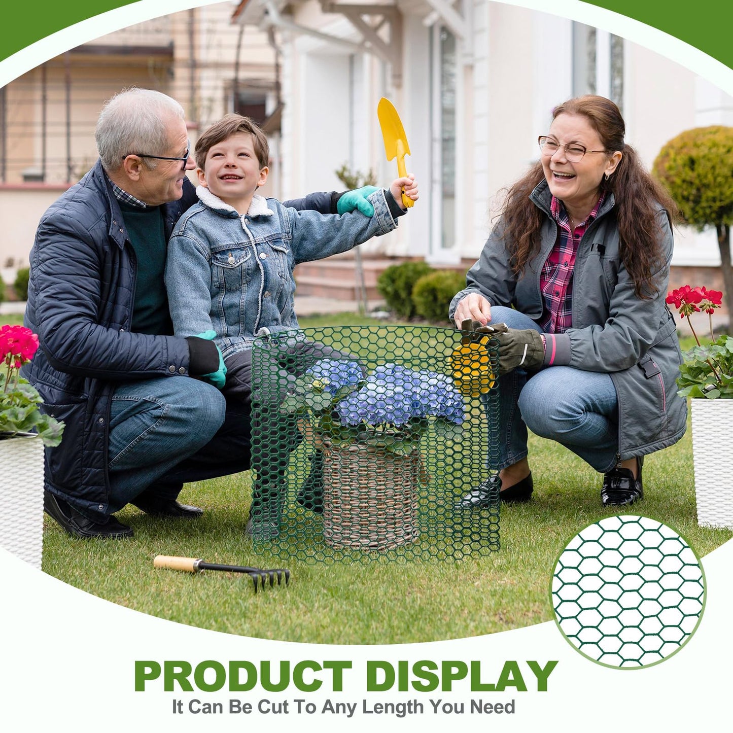 All-in-One 200 Inch Plant Protectors from Animals Kit - 0.85mm Heavy Duty Chicken Wire Cloche,Free-Cut Wire Mesh Roll Includes Pliers, Gloves, Ties, Stakes for Custom Outdoor Cages (12 * 200 Inch)