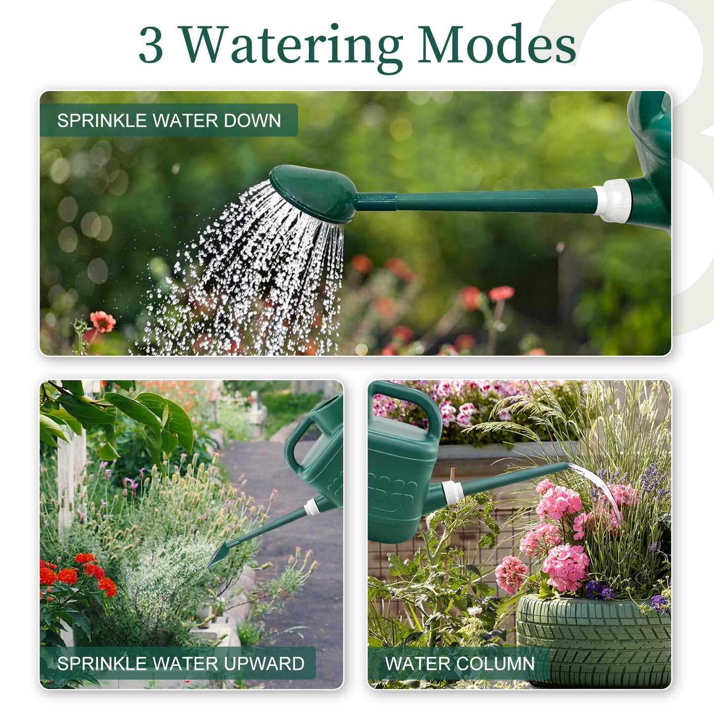 2 Gallon Watering Can, Garden Watering Can Outdoor, Plant Water Can with Removable Long Spout and Stainless Steel Sprinkler Head, Large Plastic Outdoor Watering Cans for Gardening Flower Plants