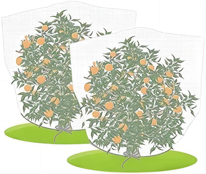 Agfabric 2 Pack Fruit Tree Netting Protection Bag with Drawstring,7.2x6.5 FT Garden Netting Insect Pest Barrier,Bird Netting Plant Covers for Vegetables Fruits Flower,White