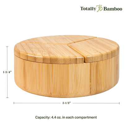 Totally Bamboo Trio Salt Cellar Storage Box with Three Compartments and Magnetic Swivel Lids, 13.2 Ounce Capacity