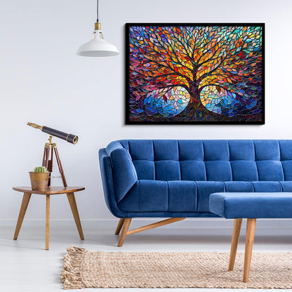 PICKFORU Stained Glass Puzzle Tree of Life Puzzles for Adults 1000 Pieces, Impossible Hard Difficult Challenging Puzzles for Adults, Colorful Mosaic Tree of Life Jigsaw Puzzle 1000 Pieces