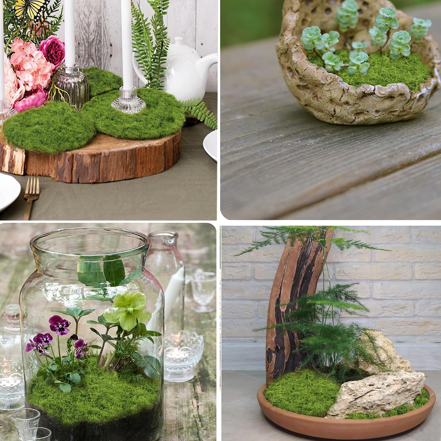 FAICOIA Fake Moss for Crafts 39" x 39" Faux Moss Mat for Plants Indoor Green Artificial Moss Rug for Decorating Planters Crafts DIY Table Centerpieces Fairy Garden Floral Wedding 100 x 100cm