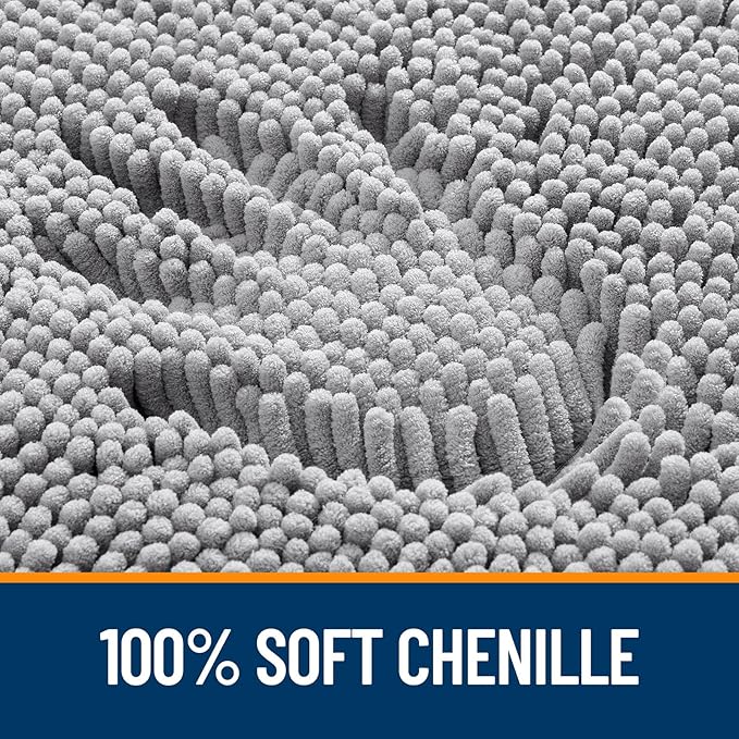 OLANLY Large Bathroom Rugs 47x32, Extra Soft Absorbent Chenille Bath Rugs, Rubber Backing Quick Dry, Machine Washable Bath Mats for Bathroom Floor, Tub and Shower, Home Decor Accessories, Grey