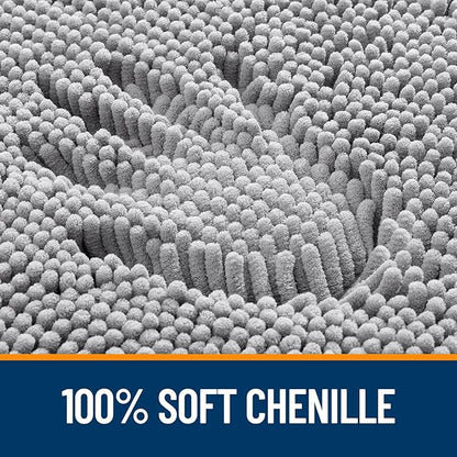 OLANLY Large Bathroom Rugs 47x32, Extra Soft Absorbent Chenille Bath Rugs, Rubber Backing Quick Dry, Machine Washable Bath Mats for Bathroom Floor, Tub and Shower, Home Decor Accessories, Grey