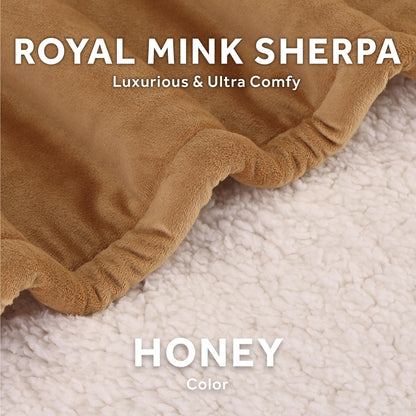 Sunbeam Electric Throw Royal Mink Sherpa Heated Blanket, 4 Heat Settings, 4-Hour Auto Shut-Off, Fast Heating, Luxurious and Ultra Comfy, Night Fog Color, 50" x 60"