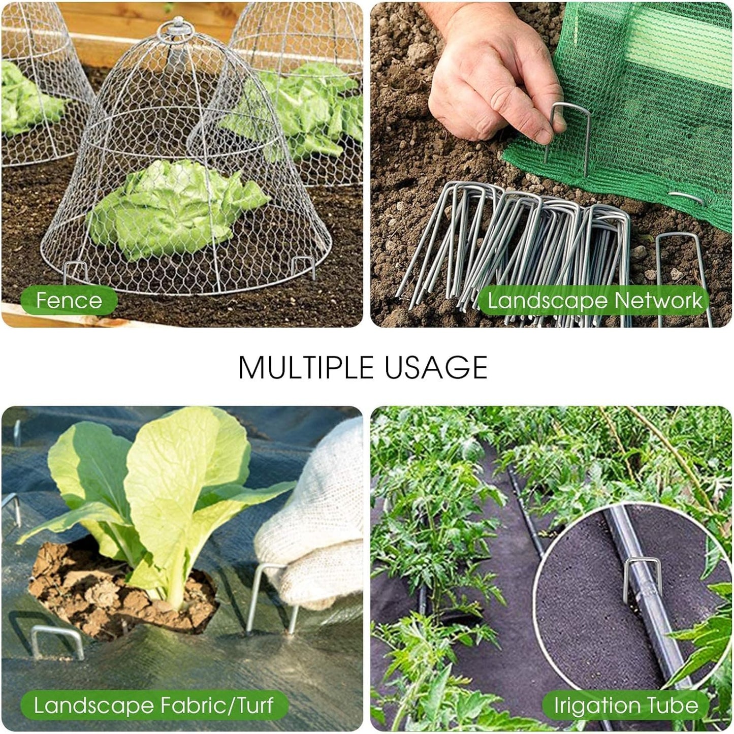 UPMCT 12 Inch Galvanized Garden Landscape Staples Stakes, 25 50 100 PCS Anti-Rust Garden Staples Tent Ground Stakes U-Shaped Landscape Pins for Secure Lawn Fabric, Decoration (25, 12 Inch)