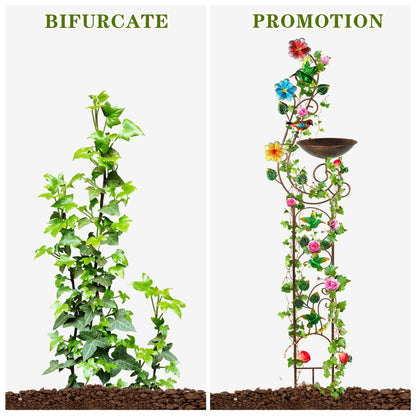 YADOOLIFE 57” Bird Bath with Garden Trellis for Climbing Plants Outdoor, Small Decorative Trellises Metal Birdbath Bird Baths, 1 Piece (Hummingbird)