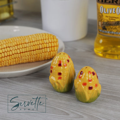 Novelty Ceramic Vegetable Salt and Pepper Shakers Set - Indian Corn