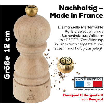 u'Select manual pepper mill in natural wood, 12 cm