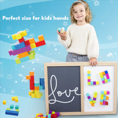 BrainSpark 48PCS Multi-Color DigitBlocks Magnetic Building Cubes STEM Montessori Magnet Blocks for Kids, Educational Building Block Construction Toy Set for Boys & Girls Ages 3-9
