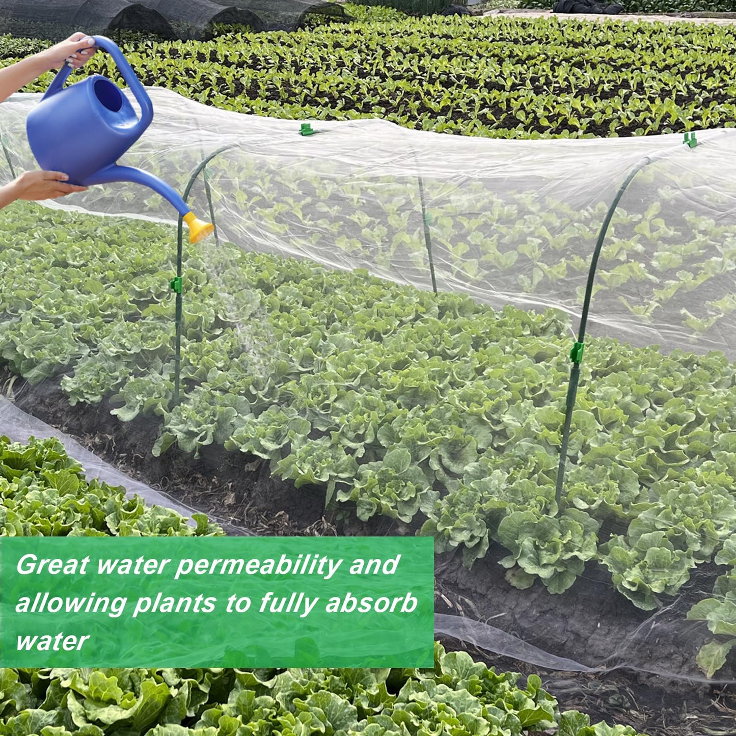 Garden Netting Kit, 8PCS Garden Hoops and 10x33FT Garden Mesh for Raised Beds, Ultra Fine Plant Net for Vegetable Fruits Crops Row Cover Barrier Protection Net for Animals