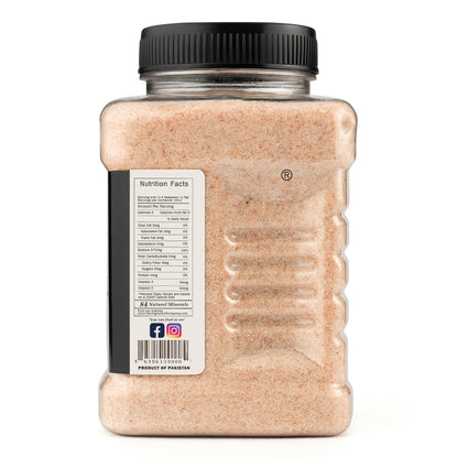 The Original Salt Company Pink Himalayan Salt, 5 LB Food-Grade Plastic Container 100% organic, kosher, fine grain, and gluten-free. Perfect for cooking, seasoning, and enhancing dishes with its mild, mineral-rich flavor.