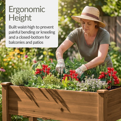 Best Choice Products 48 x 24 x 30 Inches Raised Garden Bed, Elevated Wood Planter Box Stand for Backyard, Patio, Balcony with Bed Liner, 200 Pound Capacity - Acorn Brown