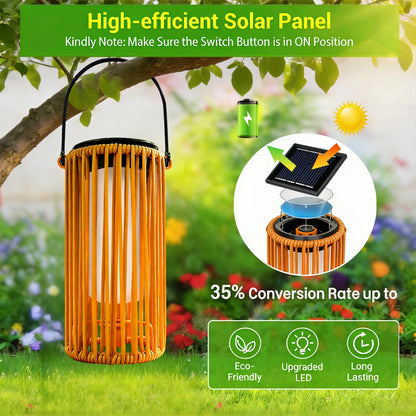 Amugmilk Solar Pathway Lights Outdoor Hanging Garden Decorations,Solar Lanterns Waterproof Flickering Flame Gifts for Women Mom Grandma,Decorative Lantern Stakes Outside for Lawn Yard Porch Tree