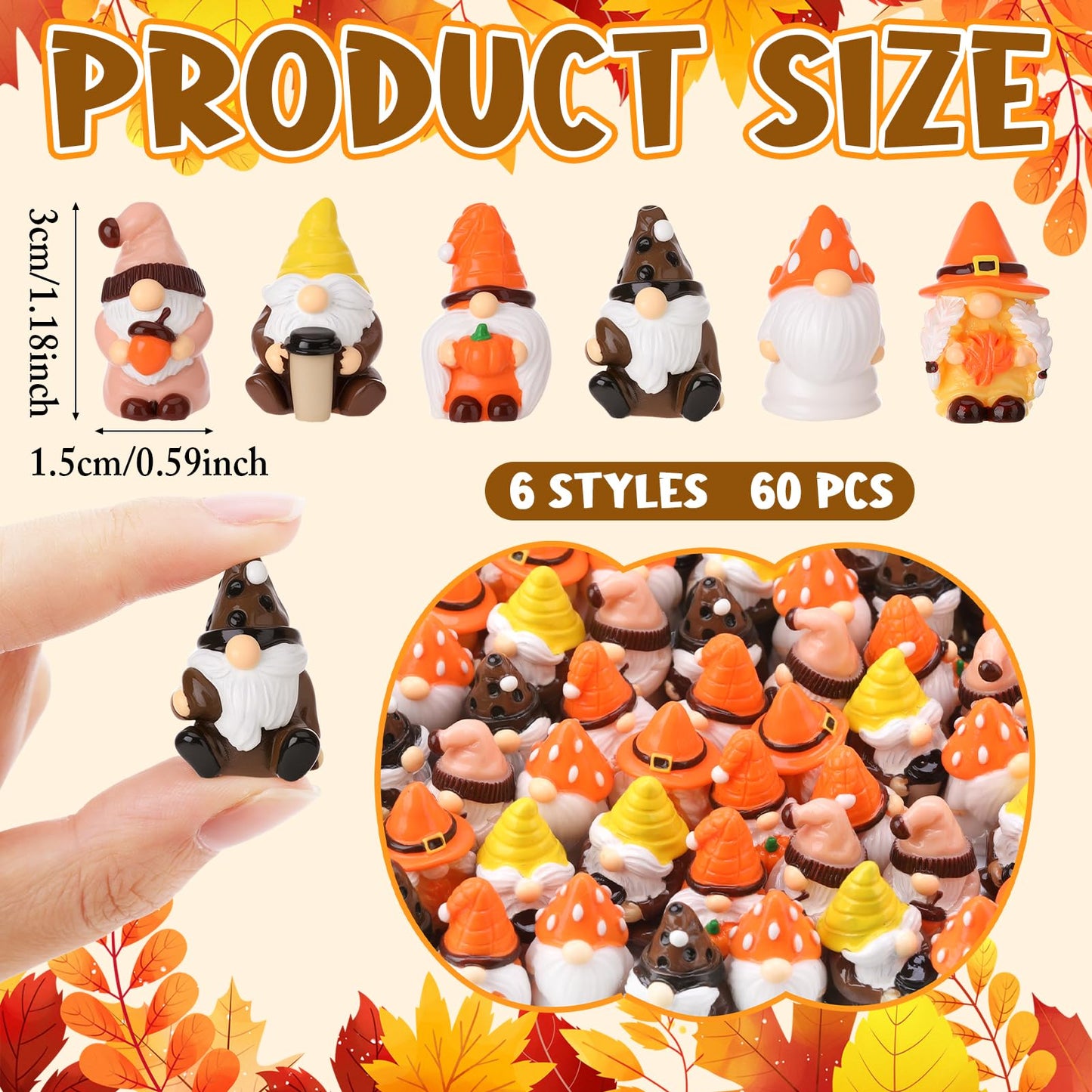 GGSTDDUP 60 Pcs Mini Resin Gnomes Mini Gnomes Figurines for DIY Cake Decoration Ornaments Crafts Moss Landscape