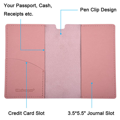 Wisdompro Journal Cover, 2 Pack PU Leather Notebook Cover for Field Notes,or other 3.5" x 5.5" Pocket Notebooks - Pink