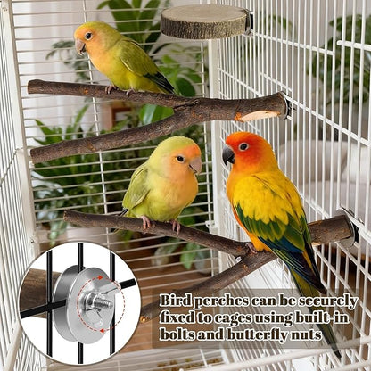 8 Pack Natural Wood Bird Perches, Parrot Perch Stand Bird Cage Accessories for Budgerigar Cockatiels, Conures, Lovebirds (L)