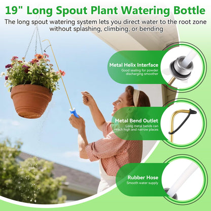 Squeeze Bottle for Hanging Plants, 19" Long Spout Plant Watering Bottle, Easy Squeeze Indoor/Outdoor Watering Can Alternative, Precise Sprinkling for Hanging Baskets, Houseplants(Blue,8 oz,1 Pack)