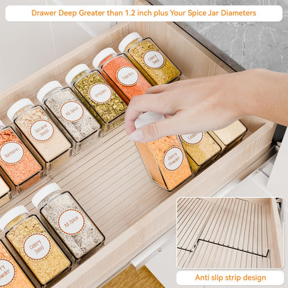 Yieach 8 Pack Adjustable Narrow Spice Rack for Drawer - Expandable From 9" to 17.7" - Acrylic Drawer Seasoning Organizer,Tiered Clear Spice Tray for Spices,Condiment,Nail Polish and Jar Organization