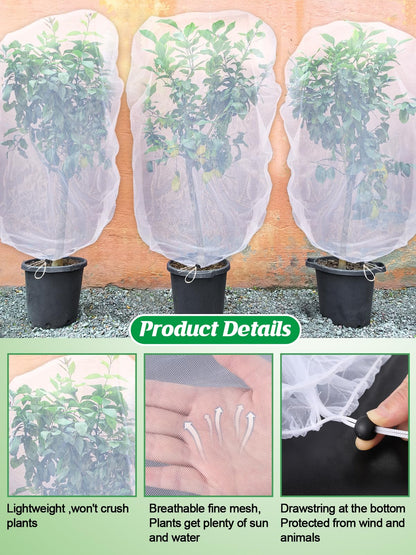 9 Pack Garden Bird Netting for Plants - 3 Size Sun Resistant Blueberry Tomato Protecting Netting with Drawstring, Fine Mesh Fruits Tree Protection Barrier for Block Squirrels Deer