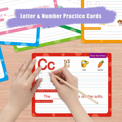 Edumix ABC Handwriting Drawing Practice Cards,Alphabet & Number Dry Erase Board for Kids,Phonics Sight Word Flash Card,Letter Practice for Kindergarten,Perfect for Preschool, Homeschool & Kindergarten