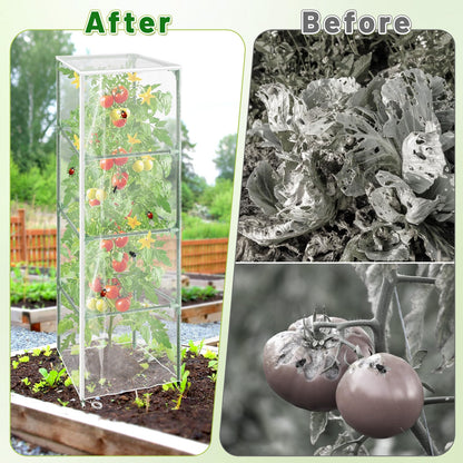 Cyrico Bird Netting Plant Cover for Tomato Cage, 3 Pcs Garden Mesh Cover with Zipper and Drawstring, Insect, Bird & Small Animal Protection Net for Vegetables, Fruits and Flowers, 59" x 17.7"