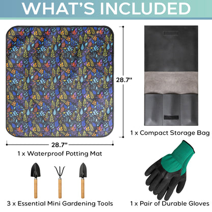 Indoor Gardening Tools Set with 28.7" Waterproof Plant Potting Mat