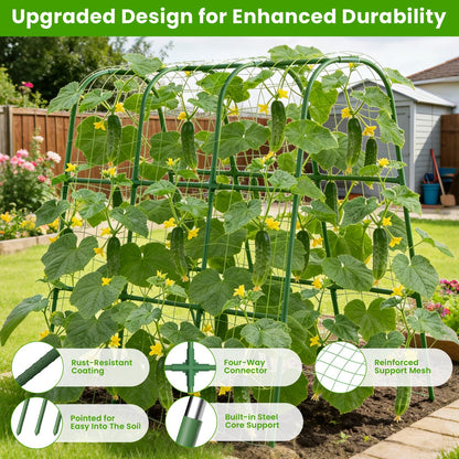 Cucumber Trellis for Raised Bed, U-Shape Garden Trellis for Climbing Plants Outdoor, Metal Arch Vegetables Trellis, Plant Support for Grape Vine Beans Squash Peas Flower