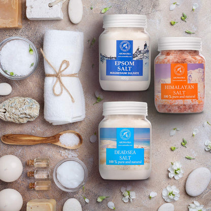 Bath Salts Set 42 Oz - Epsom Salt - Himalayan Pink Salt - Dead Sea Salt - 100% Pure & Natural - Best for Good Sleep - Beauty - Bathing - Body Care - Wellness - Relax - Aromatherapy - Spa