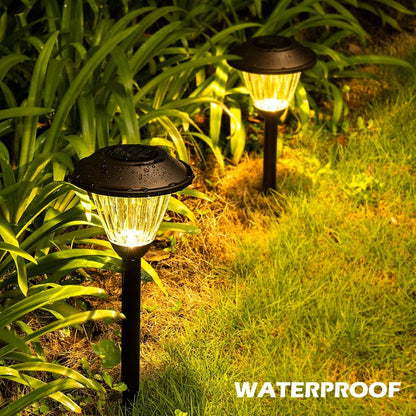 SOLPEX Solar Pathway Lights Outdoor, 6 Pack Solar Powered Garden Lights, Automatic Glass Metal Waterproof Solar Landscape Lights for Landscape, Lawn, Pathway, Walkway and Driveway(Warm White)