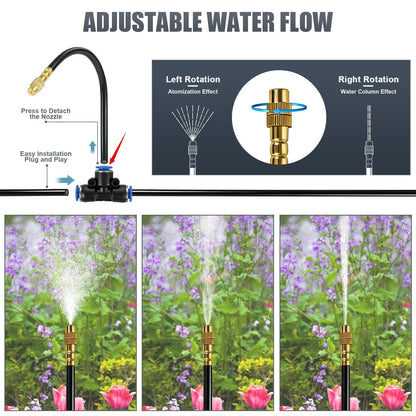 50ft Drip Irrigation System, Automatic Garden Watering System with 16 Adjustable Sprinkler Nozzles, Irrigation Hose Kit for Yard, Lawn, Plants, Atomizing System