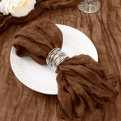 DeZerlor 50 Pack Brown Cheesecloth Napkins Tan Summer Cloth Napkins Set of 50 Dinner Napkins Bulk 21x21 Inches for Wedding Bridal Shower Baby Shower Parties