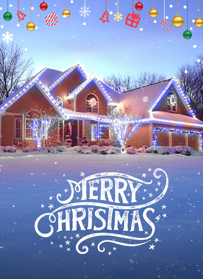Minetom C9 Christmas String Lights, 100 LED, 100 FT, Blue and Pure White, Connectable, UL Certified for Indoor/Outdoor Use
