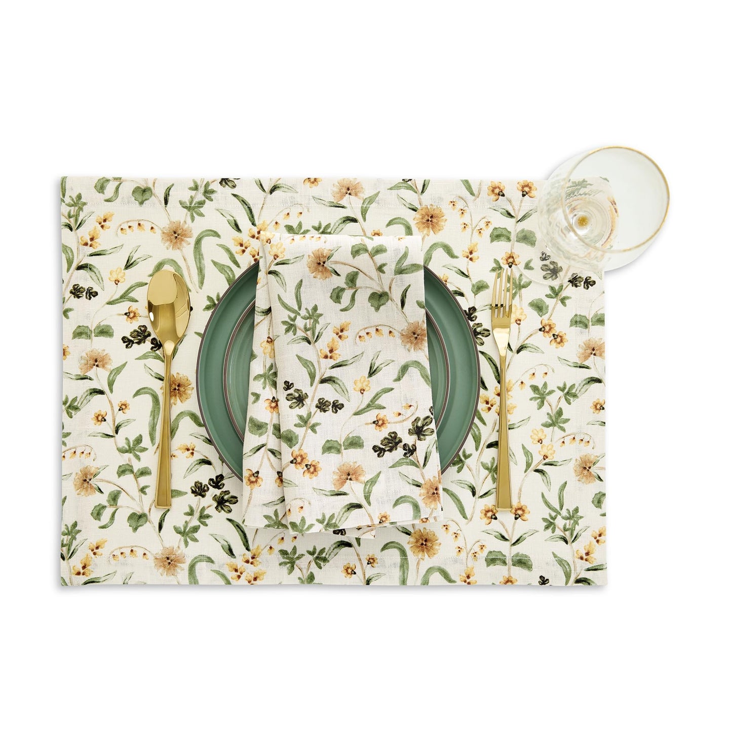 Solino Home 100% Pure Linen Cloth Napkins Set of 4 - Multicolor Floral Print Dinner Napkins 20 x 20 Inch - Handcrafted and Machine Washable - Fall Botanical Print