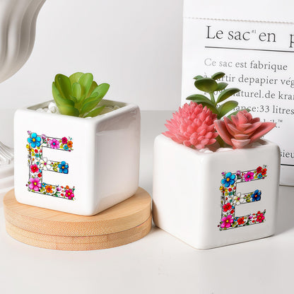 BJDAMAI Succulent Planter Flower Plant Pot Small, Christmas Valentines Day Mothers Day Easter Halloween Family Weekend Return Gifts (Letter E)