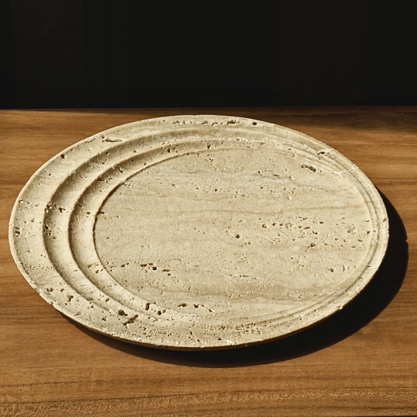astavostone Natural Travertine Tray 9.5'' – Cream Beige Marble Decorative Tray, Fruit & Vase Display Plate, Decorative Catchall for Keys, Jewelry & Objects on Table, Island or Entryway Counter Decor