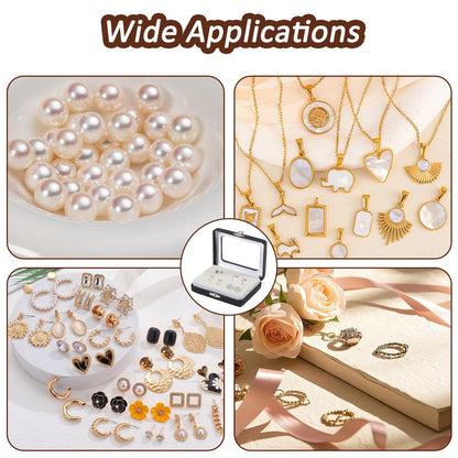 CONCHLERY Gem Display Loose Stone Box Rectangle Stone Box Loose Gemstone Display Case with Clear Top Lids and Sponge, Black