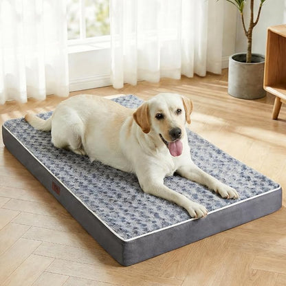 Figopage Orthopedic Dog Beds Large Sized Dog, Memory Foam Dogs Bed with Removable Cover, Washable Pet Mat Non-Slip Bottom, Waterproof Pet Crate Pad, 50×36, Grey