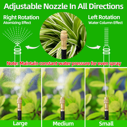 100 Ft Drip Irrigation System for Garden - Drip Irrigation Kit with 32 360°Adjustable Copper Nozzles Hose, Automatic Atomizing Plant Watering Sprinkler System for Yard, Lawn, Greenhouse, Potted