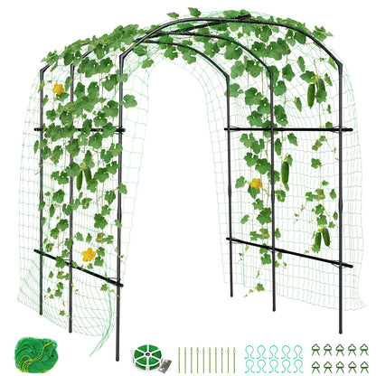 SUNYRISY Garden Arch Trellis, Metal Core Trellis for Climbing Plants Outdoor, 87" x 71" x 75" Tall Archway Tunnel Plant Support for Vine Cucumber Tomato Grape Vegetables Climbing Plants