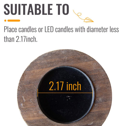 Wooden Black Candle Holder, Decorative Candle Holders for Table, Rustic Pillar Candle Holder, Table Centerpieces for Dining Room, Shabby Chic Candlestick, Home Decor (3.9" x 3.9" x 7.1")