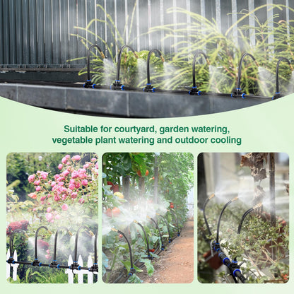 39FT Garden Mister System, Automatic Garden Watering System with 360-degree Bending Dropper Atomizing Copper Nozzle, Drip Irrigation System for Garden, Greenhouse, Yard, Lawn, Plant (12 Spray Nozzles)