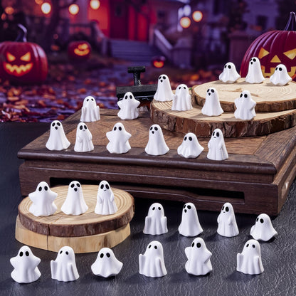 dsooldre 50Pcs Mini Resin Ghost Figurines,Cute Halloween Decorations,Tiny Ghosts for Vase Filler,Tiered Tray,Table Centerpiece & Party Favors (Miniature Home Decor) (50Pc Resin Ghost)