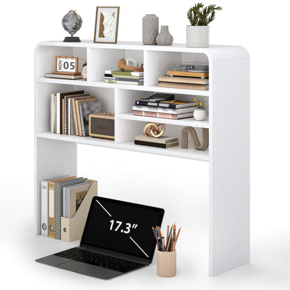 Homiflex 5-Tier Desk Shelf, 37.4''W Desktop Bookshelf for Computer Monitor, Desktop Organizer Shelf Storage Rack with 6 Cubbies, 5-Level Desk Hutch Display Rack for Home, Office, Dorm, Vanity, White